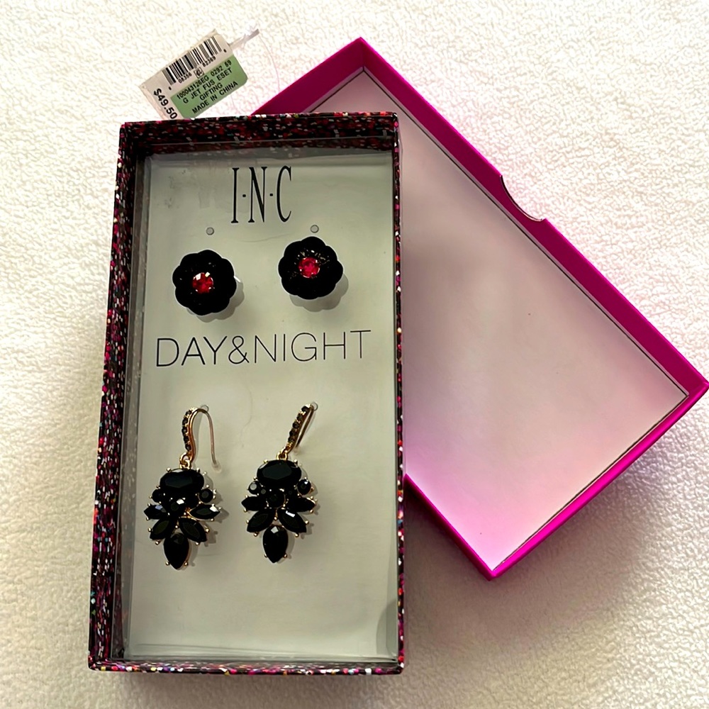 I.N.C. Black/Hot Pink Earrings - 2 Pr. in Gift box